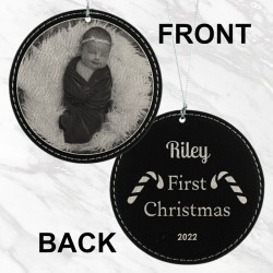 First Christmas Candy Photo Ornament (Black/Silver)