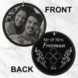 Mr and Mrs Infinity Photo Ornament (Black/Silver)