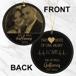 Two Sides of One Heart Photo Ornament (Black/Gold)